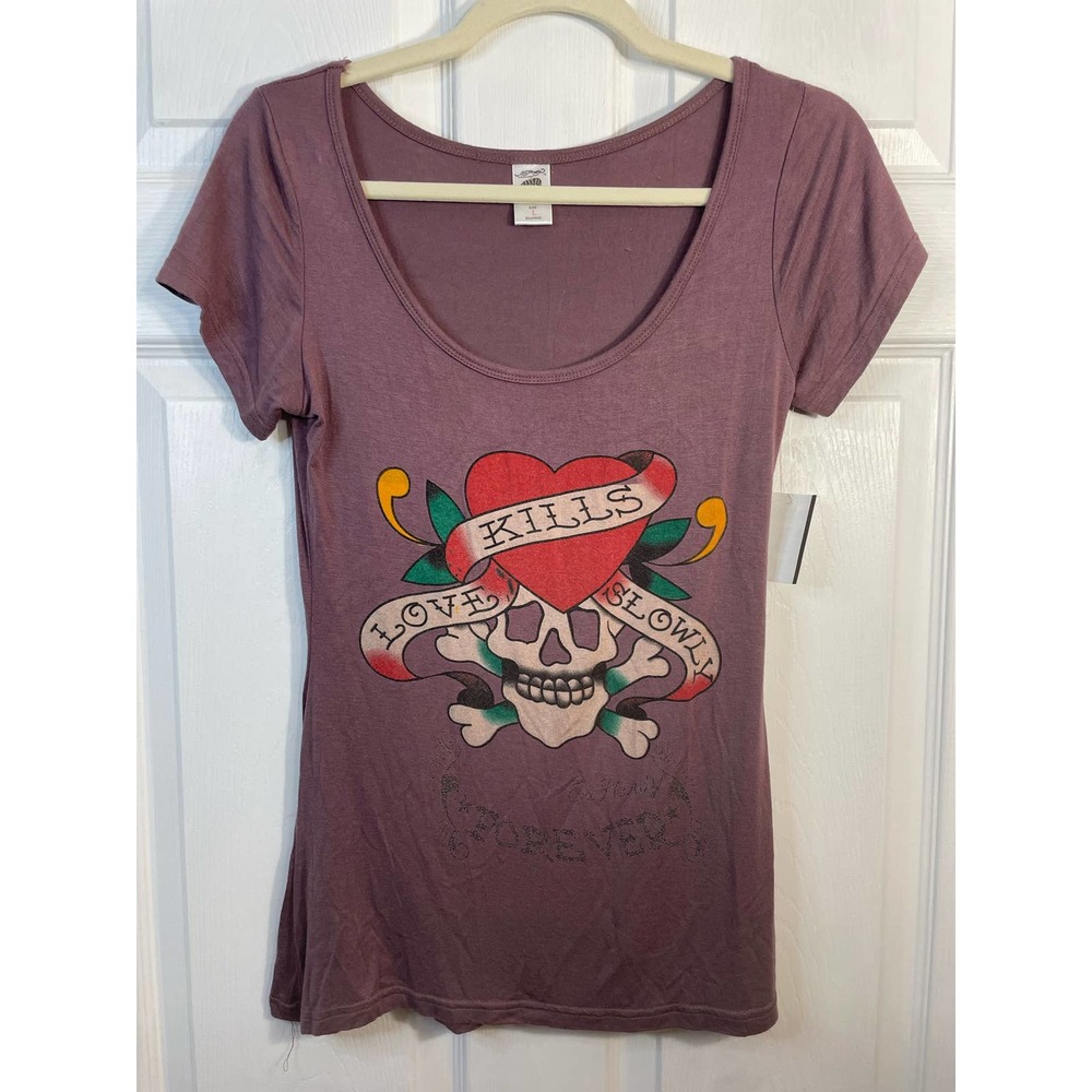 Ed Hardy Love Slowly Forever Short Sleeve T Size Large